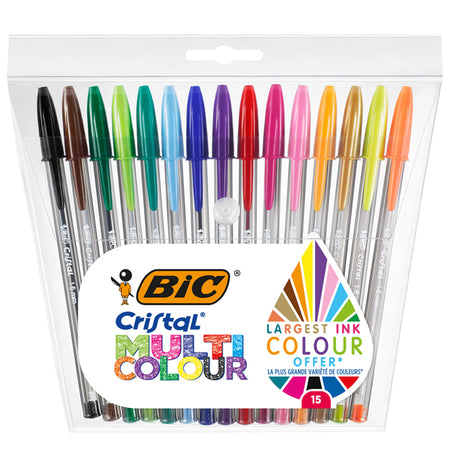 Scatola 15 Penna Sfera Cristal Multicolor 1,6Mm Ink Ass. Bic