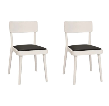 MOBILI 2G - Set 2 sedie legno bianco seduta ecopelle nera 48x45,5x79