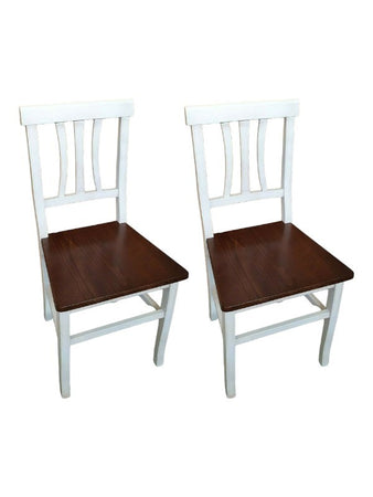 Set 2 sedie shabby bicolore legno seduta legno 43x45x91