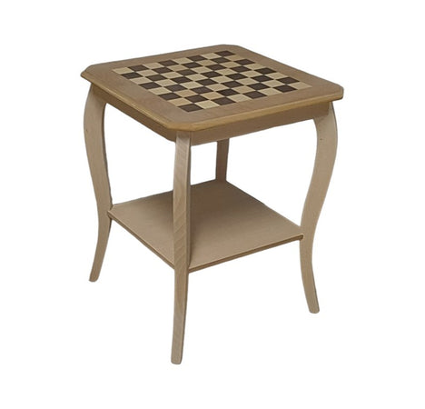 MOBILI 2G - Tavolino quadrato scacchiera Legno grezzo 50x50x63