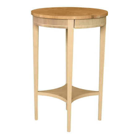 MOBILI 2G - Tavolino rotondo 1 cassetto Legno grezzo 48x48x72 (3114)