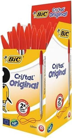 Bic - Penna a sfera Cristal Original Punta Media, 1 mm - Confezione 50 pz Rosso