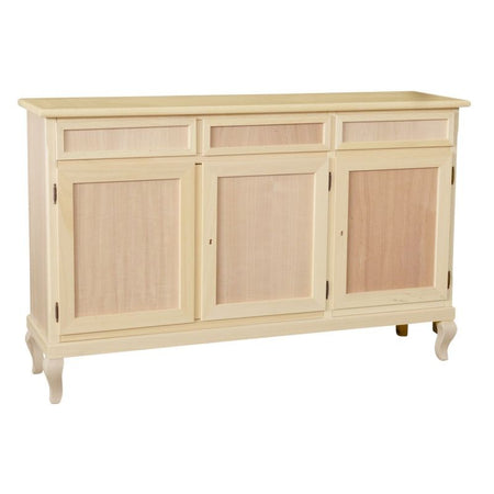 Credenza 3 porte 3 cassetti Legno grezzo 155x45x98