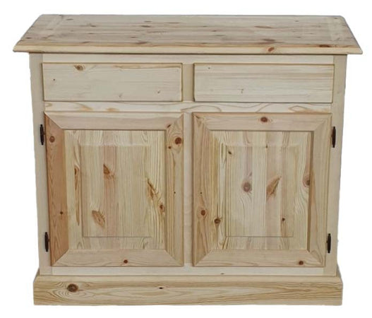 MOBILI 2G - Credenza 2 porte 2 cassetti Legno massello pino grezzo 105x42x85