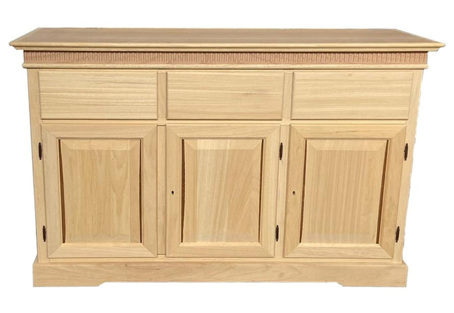 MOBILI 2G - Credenza 3 porte 3 cassetti Legno massello grezzo 150x47x96