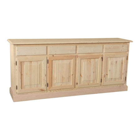 MOBILI 2G - Credenza 4 porte 4 cassetti Legno massello pino grezzo 195x45x85
