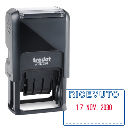 Timbro Printy 4750/1 4.0 41X24Mm Datario+Ricevuto Autoinch. Trodat