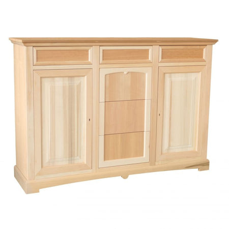 MOBILI 2G - Credenza 2 porte 6 cassetti Legno grezzo 170x46x116