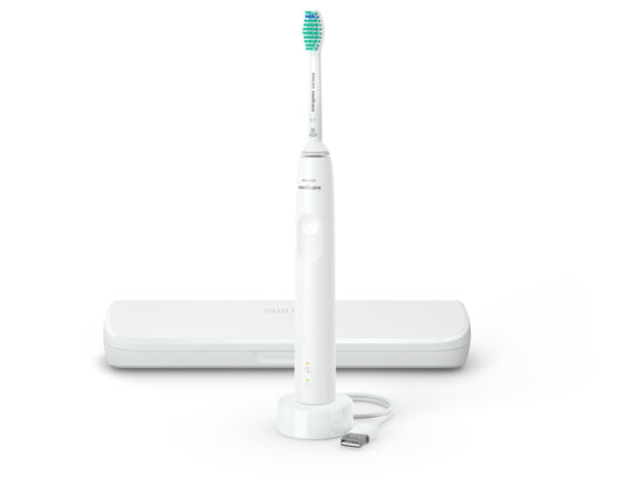 Philips 3100 series sonicare spazzolino elettrico sonico bianco, con custodia da viaggio hx3673/13 - HX3673 13