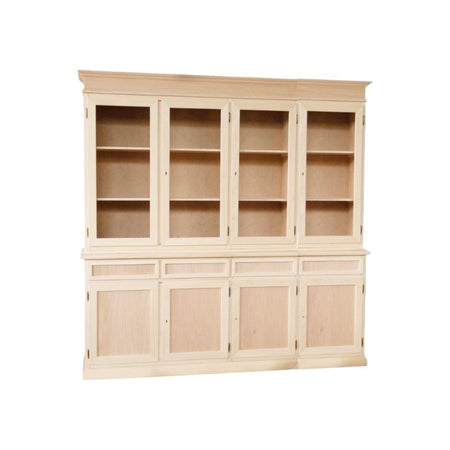 Cristalliera 4 porte 4 cassetti Legno grezzo 205x42x205