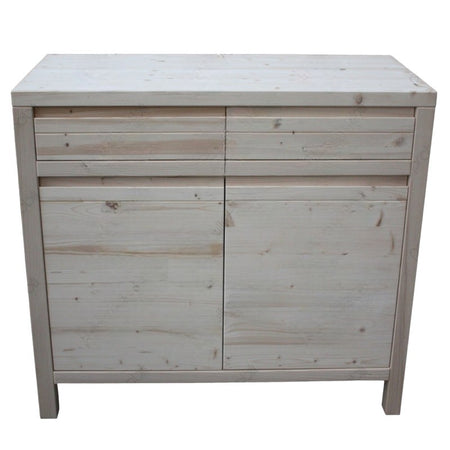 MOBILI 2G - Credenza 2 porte 2 cassetti Legno massello di abete grezzo 104x50x95 (3312)