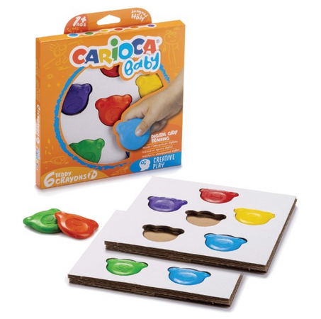 Carioca Baby, Pastelli a Cera Teddy Crayons a 6 pz