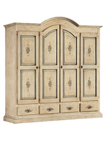 Armadio classico 4 porte avorio anticato filo azzurro legno 234X60X230 (1428)