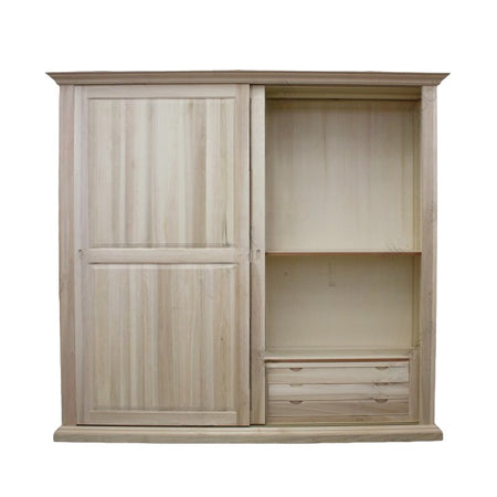 MOBILI 2G - Armadio classico 2 porte scorrevoli legno grezzo 275X66X254 (2166)