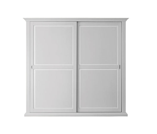 MOBILI 2G - Armadio classico 2 porte scorrevoli legno shabby bianco 275X66X254 (2166)