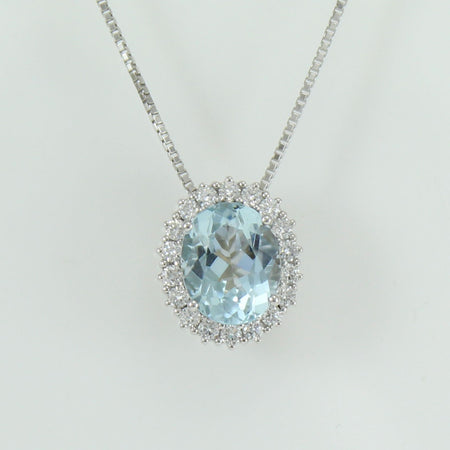 Collana donna oro bianco acquamarina e diamanti Mirco Visconti