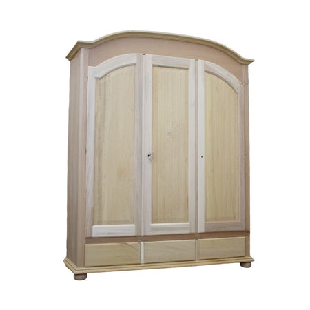 MOBILI 2G - Armadio classico 3 porte 3 cassetti legno grezzo 181X61X224 (3210)