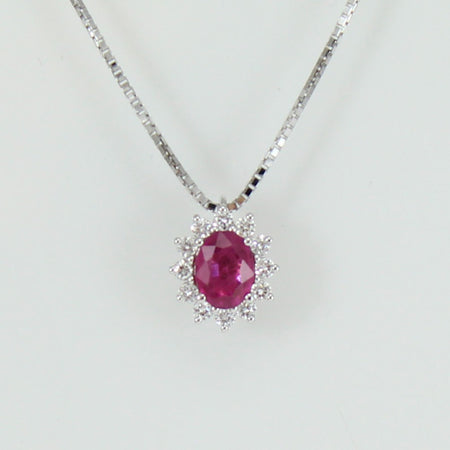 Collana donna Mirco Visconti in oro bianco con rubino e diamanti