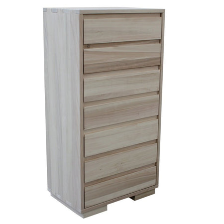 MOBILI 2G - Cassettiera Classica 7 Cassetti In Legno massello Grezzo 70x45x137 (3222)