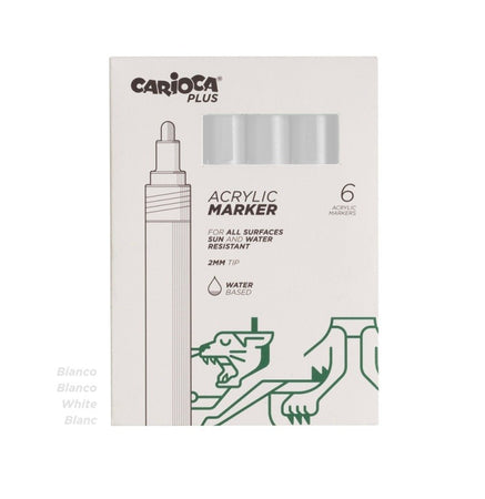 Carioca Plus Marker Acrilici 6 Pz, colore bianco