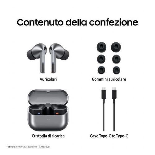 Samsung galaxy buds3 pro auricolari ai in-ear true wireless, speaker a 2 vie, audio hi-fi, impermeabilità ip57, silver - SM-R630NZAAITV