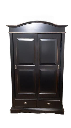 Armadio 2 ante scorrevoli legno shabby nero consumato 122X59X200