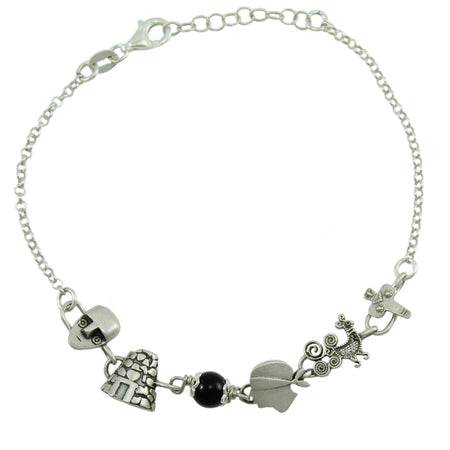 Bracciale donna coccu con simboli sardegna dea madre pavoncella moro nuraghe