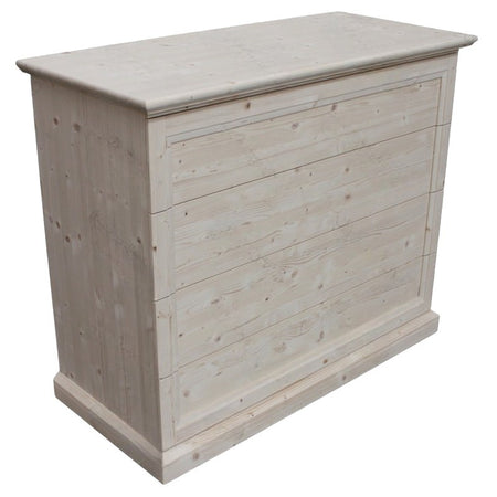 MOBILI 2G - Cassettiera classica 4 cassetti legno massello abete grezzo 116x53x98 (3358)
