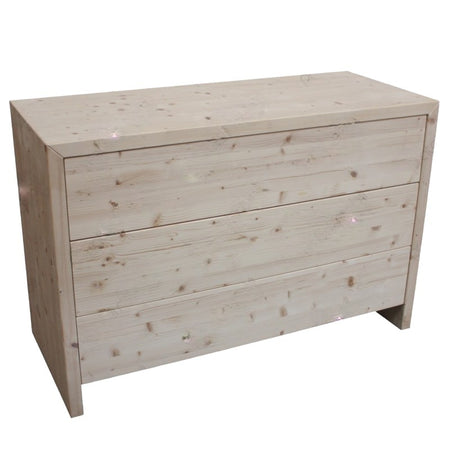 MOBILI 2G - Cassettiera classica 3 cassetti legno massello abete grezzo 120x50x80 (3317)