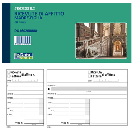 Blocco 100 Ricevute/Fatture Di Affitto Madre-Figlia 10X21,5Cm Du160200000
