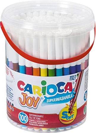 Carioca, Barattolo Pennarelli Con Punta Fine Joy, 100 Pezzi