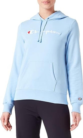 Champion Legacy Icons W - Spring Terry Felpa con Cappuccio, Celeste, Donna