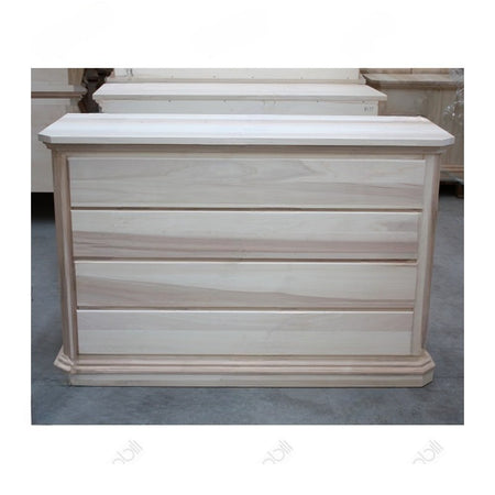 MOBILI 2G -  Cassettiera classica 4 cassetti legno grezzo 150x57x97 (417)