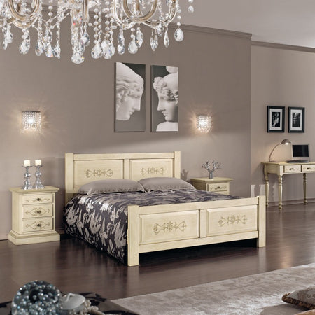 MOBILI 2G - Gruppo 1 Cassettiera 2 Comodini legno classico avorio shabby (1470+1471)