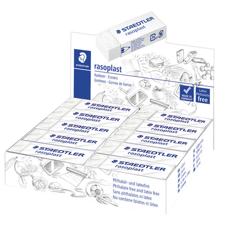 Box 20 Gomme Rasoplast 526 B20 Dim. 63X13X23Mm Bianca Per Matita Staedtler