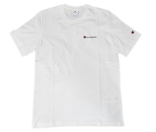 Champion SS TEE Light Cotton Jersey Uomo Logo Piccolo Cotone Bianco
