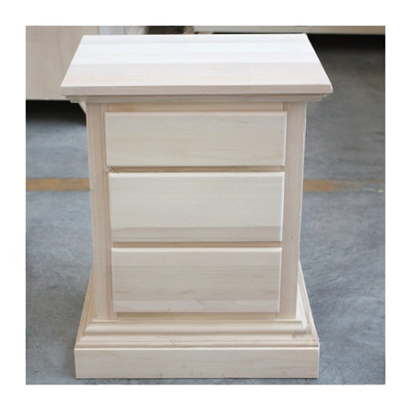 MOBILI 2G - Comodino classico 3 cassetti legno grezzo 51x40x64 (727)