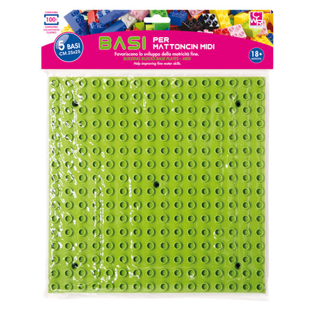5 Basi Per Costruzioni Midi 25X25Cm In Colori Assortiti Cwr