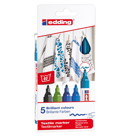 Astuccio 5 Colori Freddi Per Tessuto Punta 2,0-3,0Mm 4500 Edding