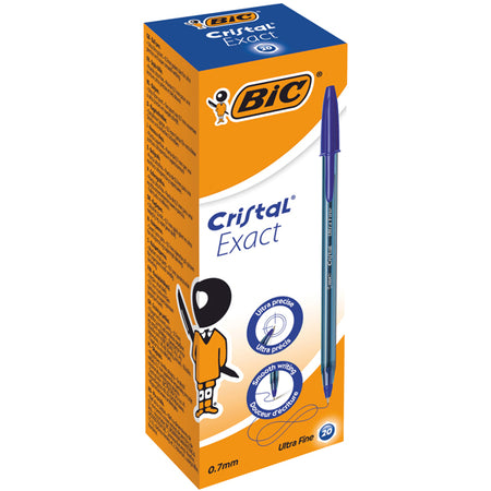 Scatola 20 Penna Sfera Con Cappuccio Cristal Exact 0.7Mm Blu Bic