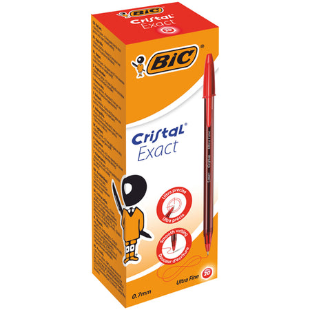 Scatola 20 Penna Sfera Con Cappuccio Cristal Exact 0.7Mm Rosso Bic