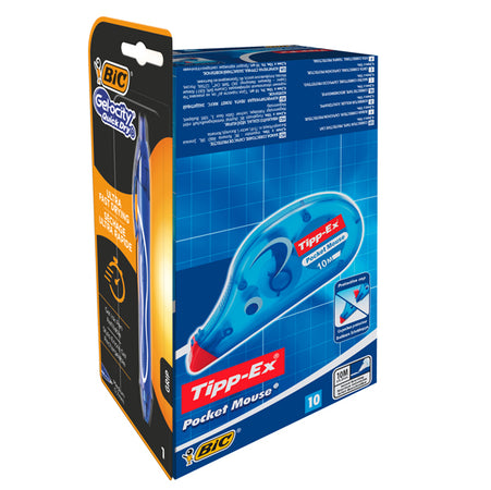 Promo Box 10 Correttore A Nastro Pocket Mouse Tipp-Ex +1 Gelocity Quickdry Bic