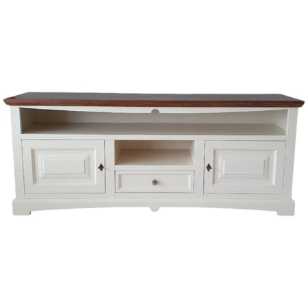 MOBILI 2G - Mobile porta tv goccia bicolore legno bianco noce 170x46x69