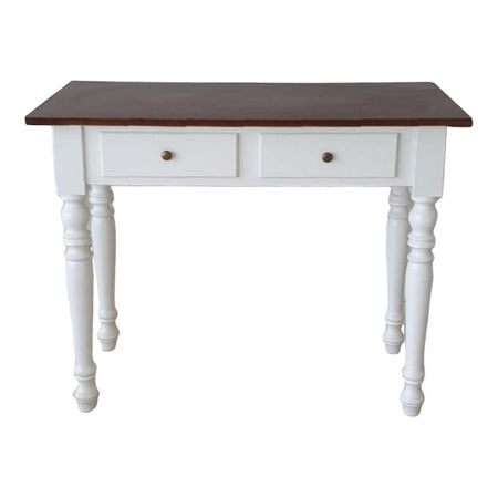 MOBILI 2G - Scrivania 2 cassetti bicolore bianco noce tornita 105x55x78