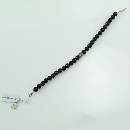 Bracciale portafortuna Su Coccu sfere onice e filigrana d'argento 6 mm