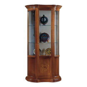 MOBILI 2G - Vetrina classica vetro curvo Legno tinta noce intarsio 90X33X196