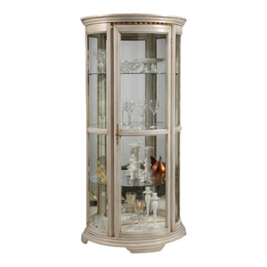 MOBILI 2G - Vetrina classica vetro curvo Legno bianco anticato 98X49X200