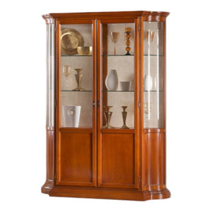 MOBILI 2G - Vetrina classica vetro curvo Legno tinta noce 151X36X200