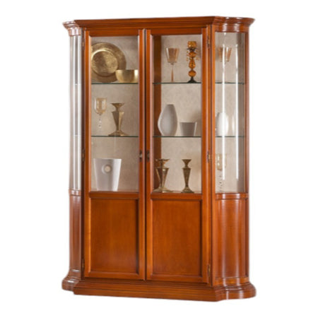MOBILI 2G - Vetrina classica vetro curvo Legno tinta noce 151X36X200