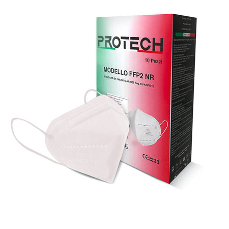 10x Mascherina FFP2 CE2133 Protech SRL Mascherina filtrante 5 strati FFP2 | BFE ≥98% | Prodotta in Italia